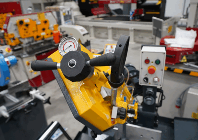 A close-up shot of the Blade Tension Adjustment mechanism on a Sterling Swift 280 Bandsaw
