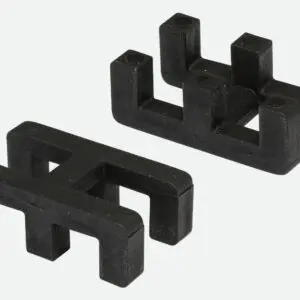 A close up of black connector clips for the GoldCut Flex Safety Mat