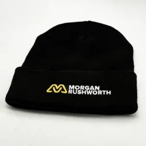 A close-up of a Morgan Rushworth Beanie Hat