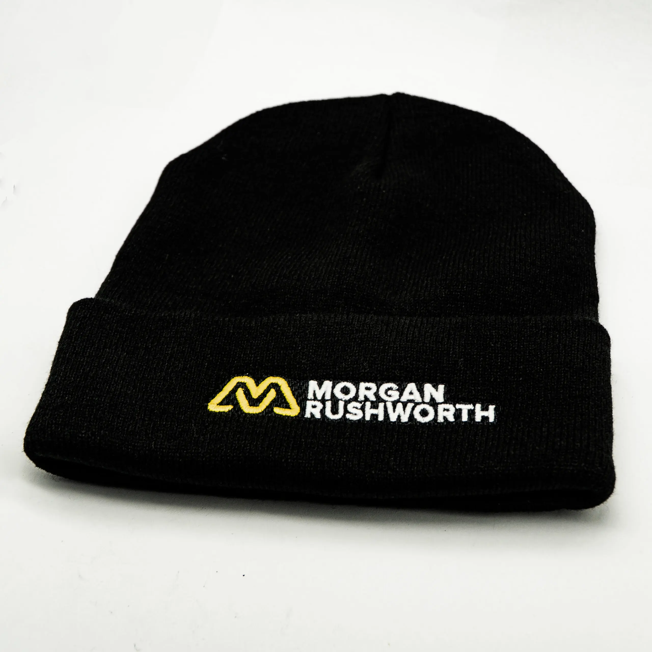 A close-up of a Morgan Rushworth Beanie Hat