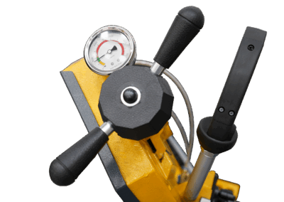 A close-up shot of the blade tension adjustment on a Sterling Swift 210 Bandsaw